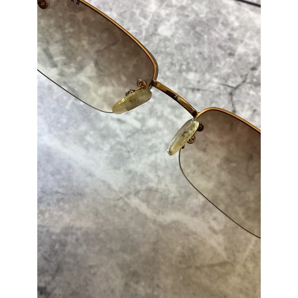 Ralph Lauren 7515/S L6E Rimless Sunglasses Gold Brown Gradient Y2K Rectangle